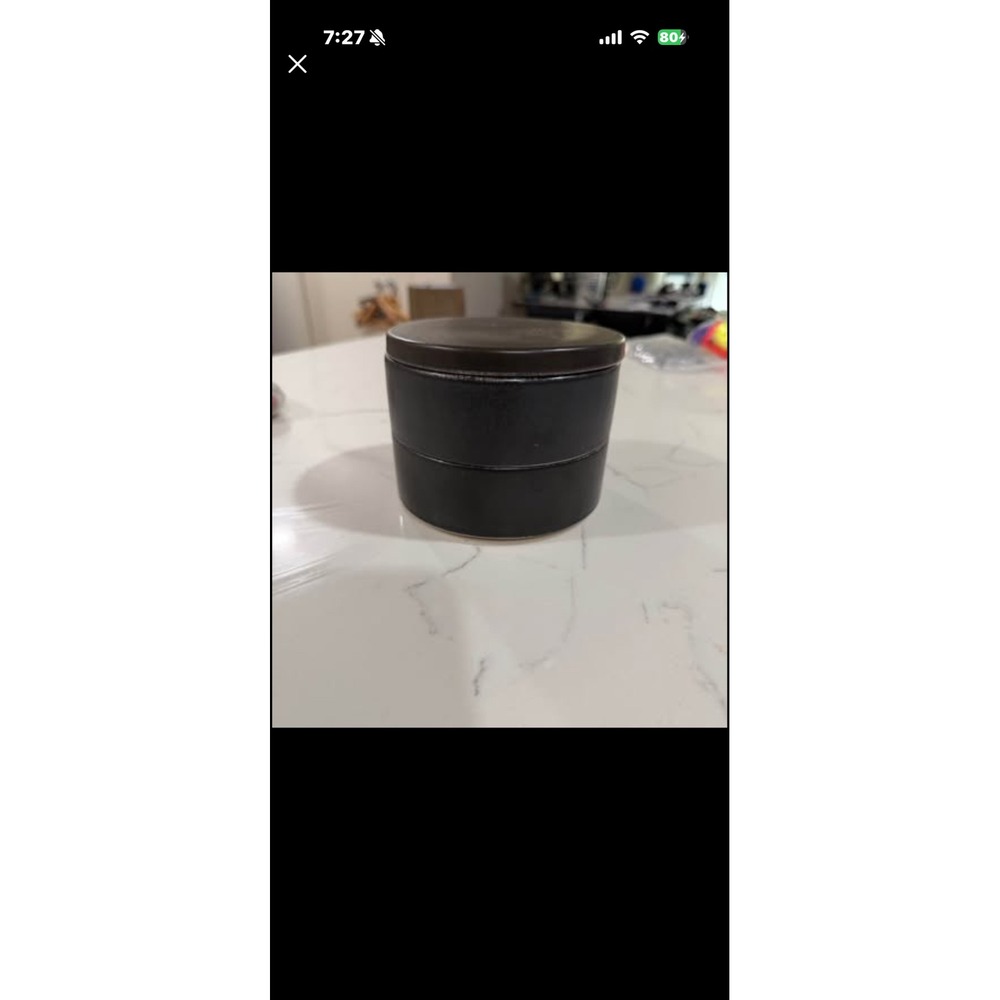 Pottery Barn Mason Stoneware Stackable Mini Bowls with Lid Matte Black Set of 2